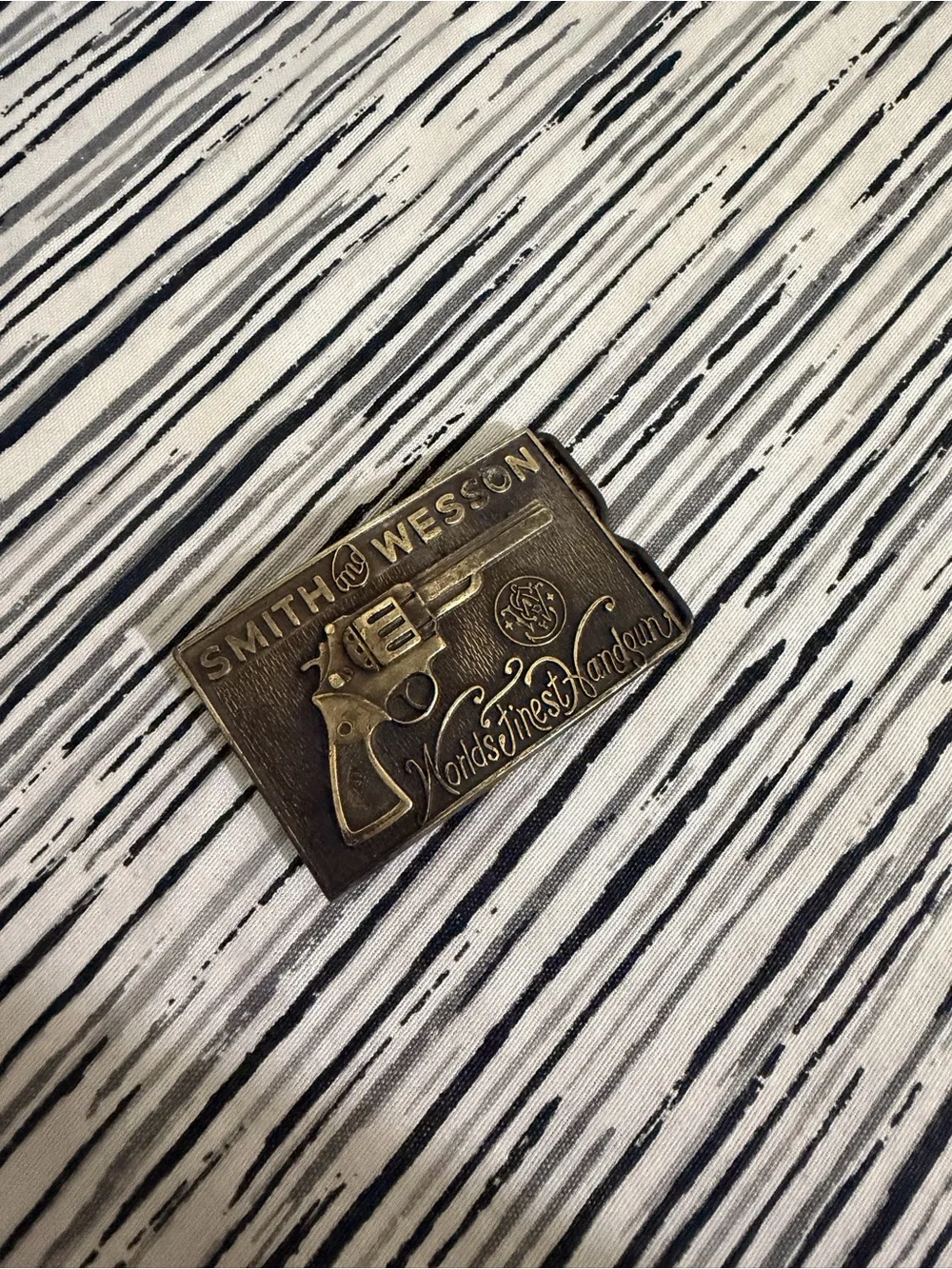 Smith & Wesson Revolver Belt Buckle - Vintage Brass